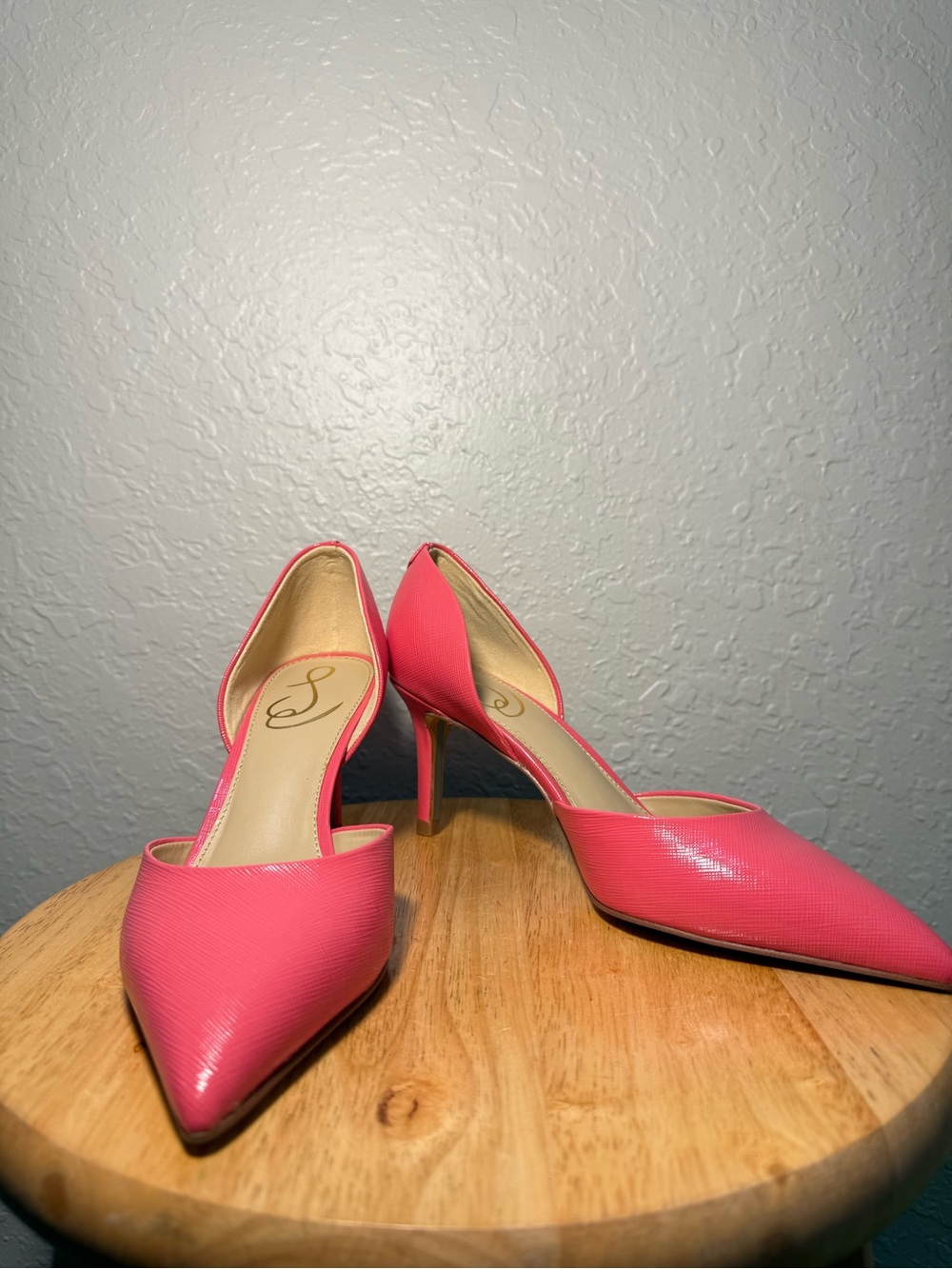 Sam Edelman Viv rose Leather Pointed Toe D’Orsay Stiletto Heel Pumps size 7